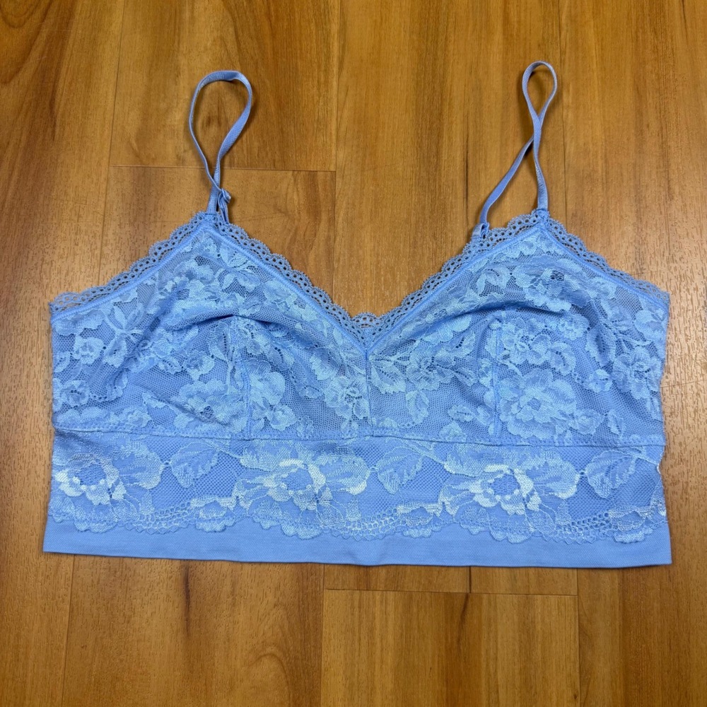 Victorias Secret Blue Floral Lace Bralette Adjustable Straps Medium 317336-944